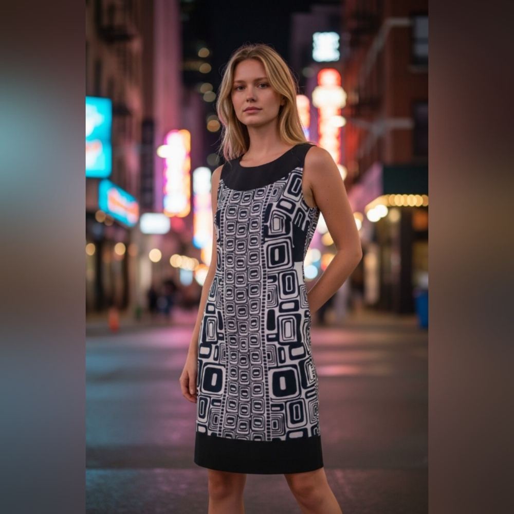 ANNECTED APPAREL Geometric Black and White Dress SIZE 6